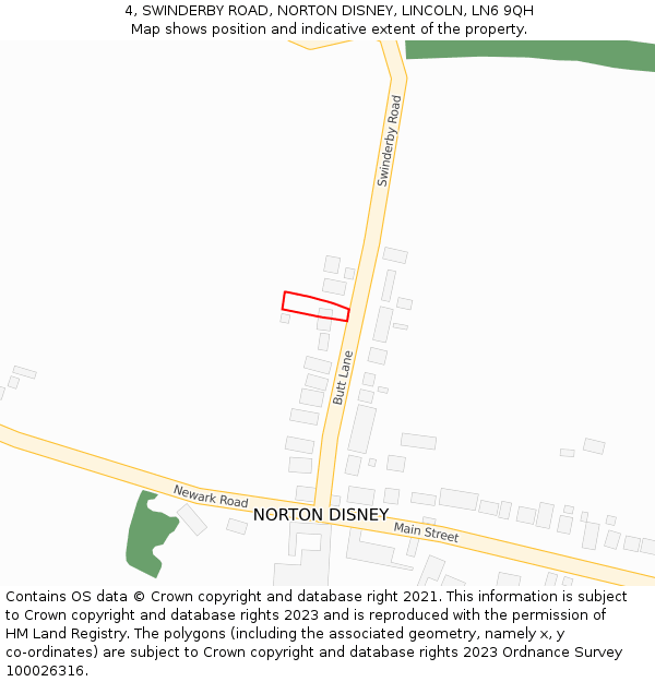 4, SWINDERBY ROAD, NORTON DISNEY, LINCOLN, LN6 9QH: Location map and indicative extent of plot