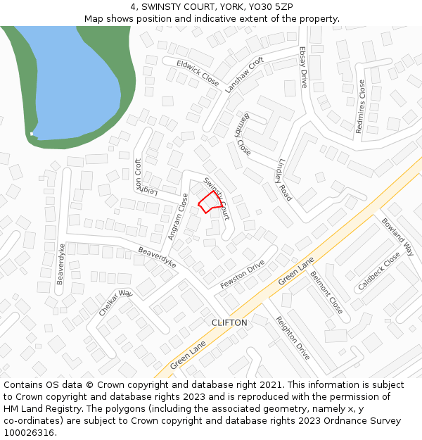 4, SWINSTY COURT, YORK, YO30 5ZP: Location map and indicative extent of plot