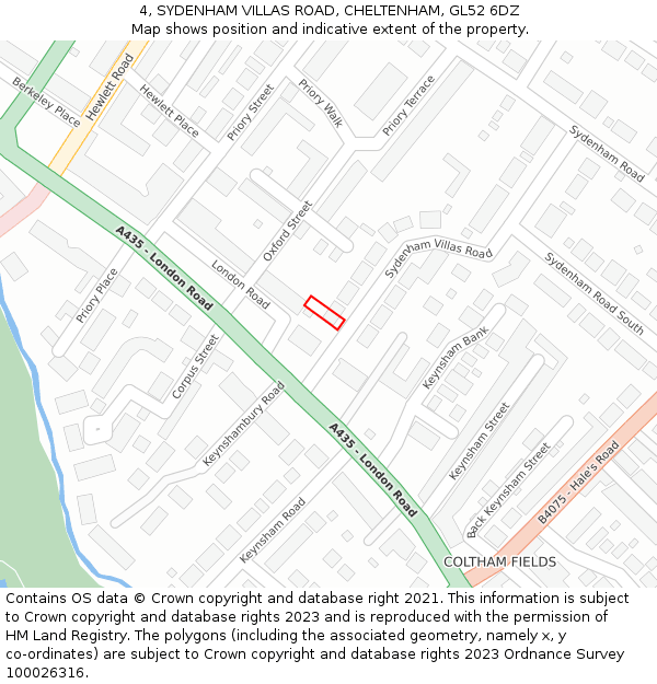 4, SYDENHAM VILLAS ROAD, CHELTENHAM, GL52 6DZ: Location map and indicative extent of plot