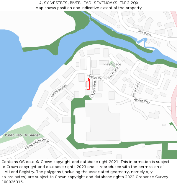 4, SYLVESTRES, RIVERHEAD, SEVENOAKS, TN13 2QX: Location map and indicative extent of plot