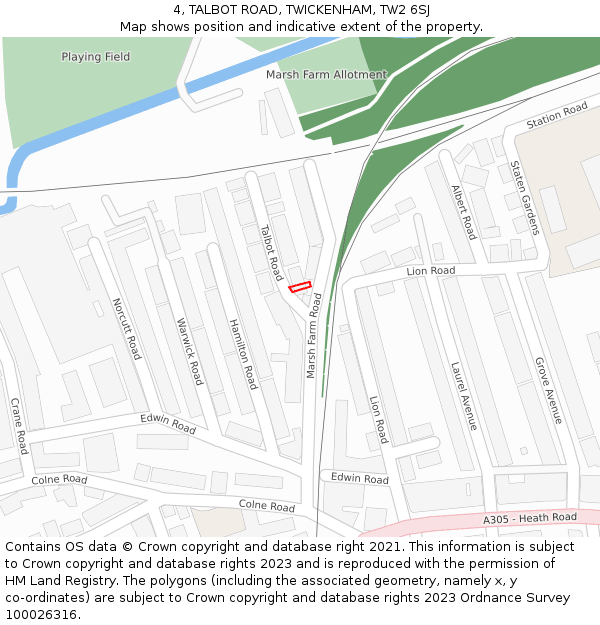 4, TALBOT ROAD, TWICKENHAM, TW2 6SJ: Location map and indicative extent of plot