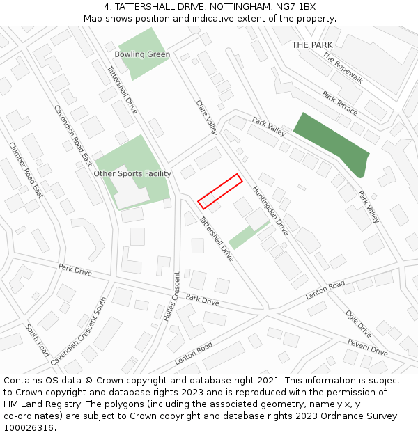 4, TATTERSHALL DRIVE, NOTTINGHAM, NG7 1BX: Location map and indicative extent of plot