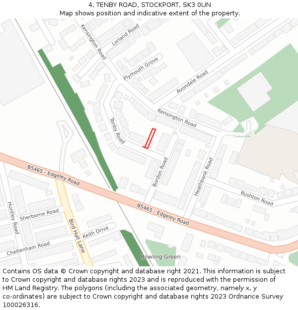 4, TENBY ROAD, STOCKPORT, SK3 0UN: Location map and indicative extent of plot