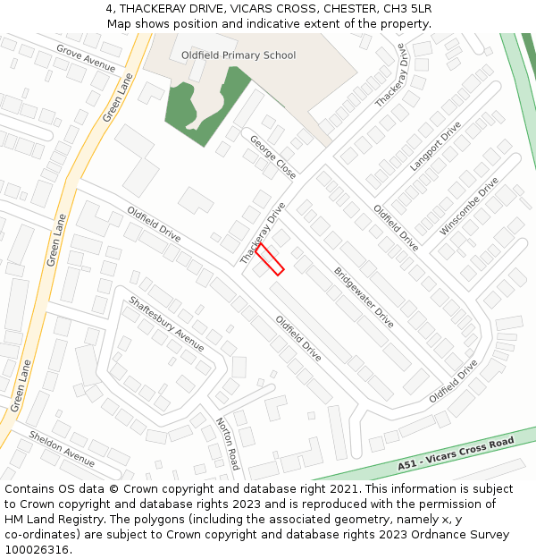 4, THACKERAY DRIVE, VICARS CROSS, CHESTER, CH3 5LR: Location map and indicative extent of plot