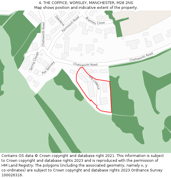 4, THE COPPICE, WORSLEY, MANCHESTER, M28 2NS: Location map and indicative extent of plot