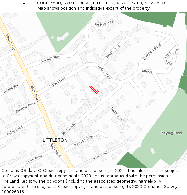 4, THE COURTYARD, NORTH DRIVE, LITTLETON, WINCHESTER, SO22 6PQ: Location map and indicative extent of plot