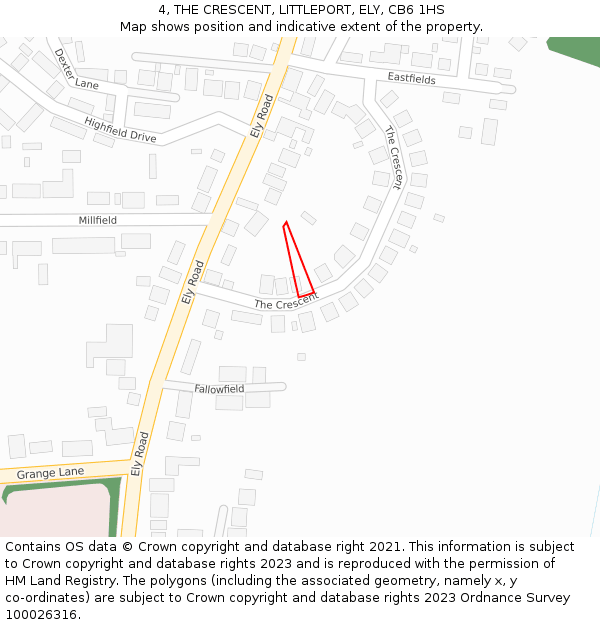 4, THE CRESCENT, LITTLEPORT, ELY, CB6 1HS: Location map and indicative extent of plot
