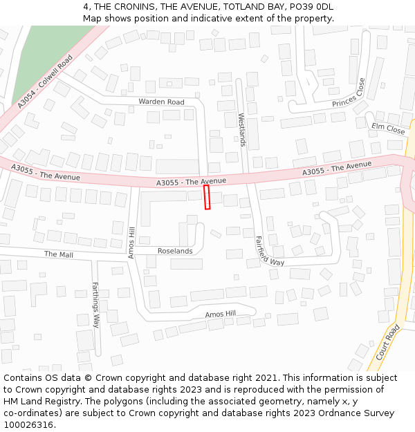 4, THE CRONINS, THE AVENUE, TOTLAND BAY, PO39 0DL: Location map and indicative extent of plot