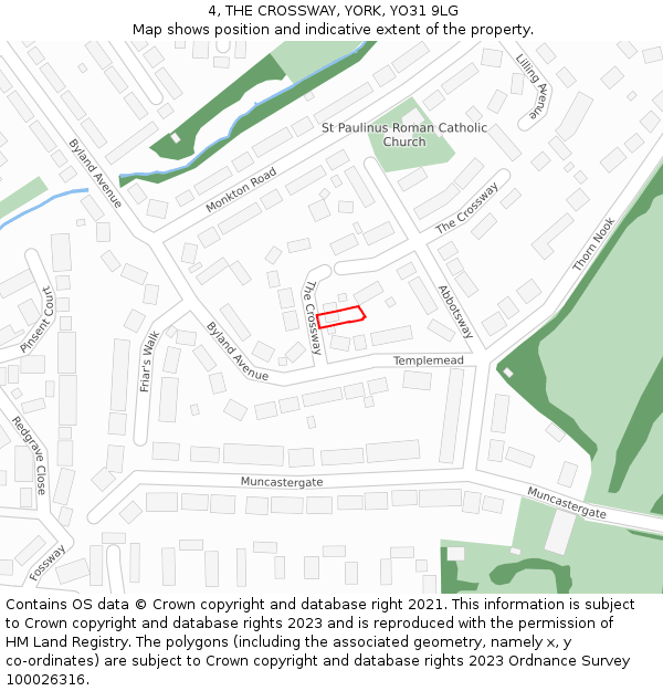 4, THE CROSSWAY, YORK, YO31 9LG: Location map and indicative extent of plot