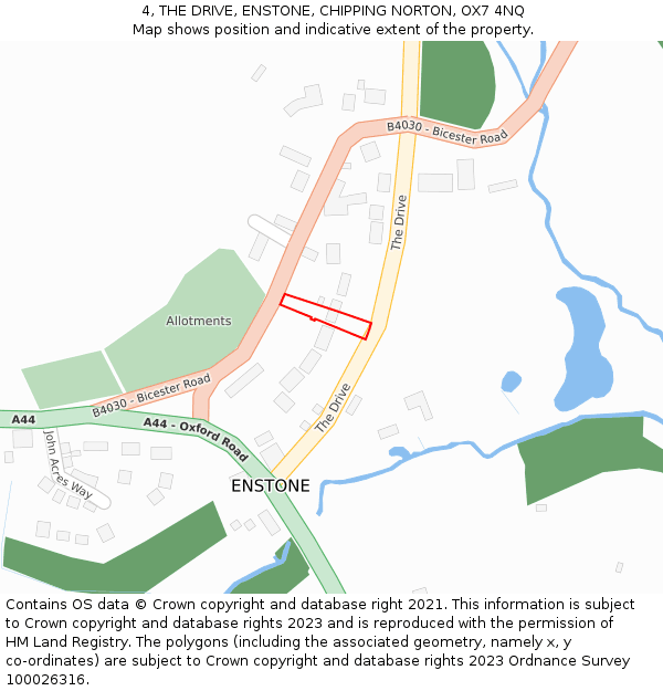 4, THE DRIVE, ENSTONE, CHIPPING NORTON, OX7 4NQ: Location map and indicative extent of plot