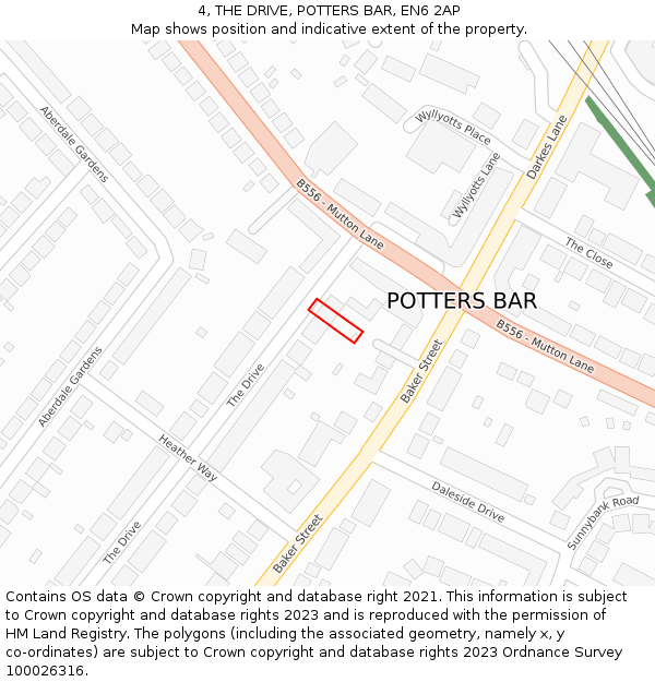 4, THE DRIVE, POTTERS BAR, EN6 2AP: Location map and indicative extent of plot