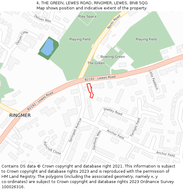 4, THE GREEN, LEWES ROAD, RINGMER, LEWES, BN8 5QG: Location map and indicative extent of plot