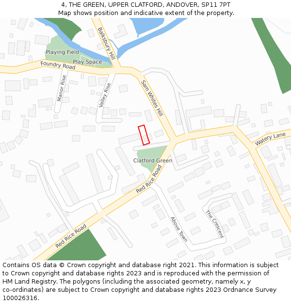 4, THE GREEN, UPPER CLATFORD, ANDOVER, SP11 7PT: Location map and indicative extent of plot