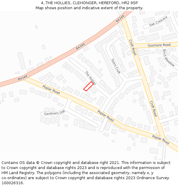 4, THE HOLLIES, CLEHONGER, HEREFORD, HR2 9SP: Location map and indicative extent of plot