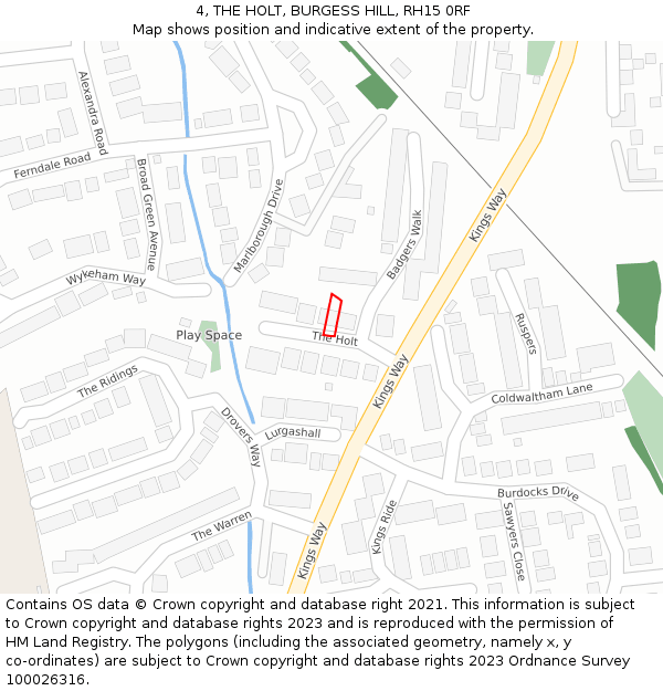 4, THE HOLT, BURGESS HILL, RH15 0RF: Location map and indicative extent of plot