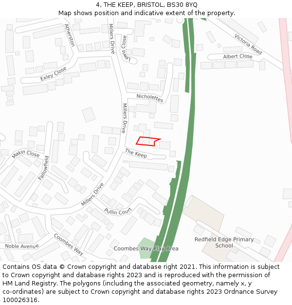 4, THE KEEP, BRISTOL, BS30 8YQ: Location map and indicative extent of plot