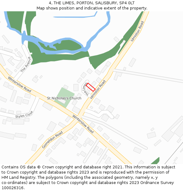 4, THE LIMES, PORTON, SALISBURY, SP4 0LT: Location map and indicative extent of plot