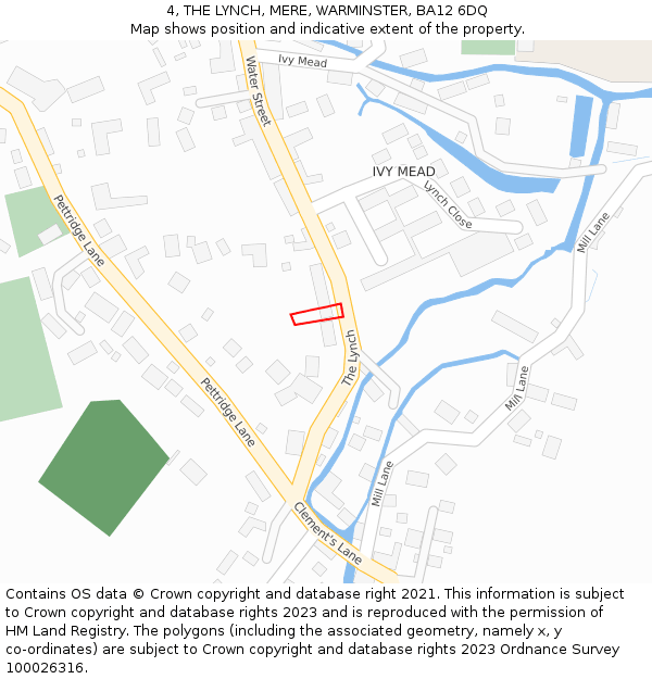 4, THE LYNCH, MERE, WARMINSTER, BA12 6DQ: Location map and indicative extent of plot