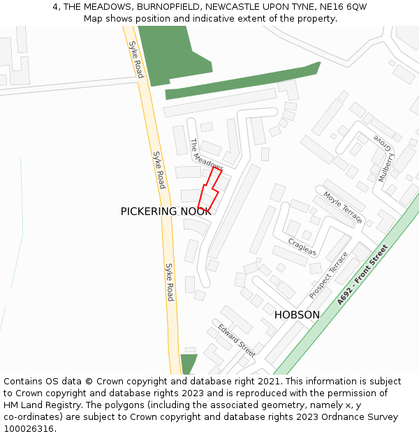 4, THE MEADOWS, BURNOPFIELD, NEWCASTLE UPON TYNE, NE16 6QW: Location map and indicative extent of plot