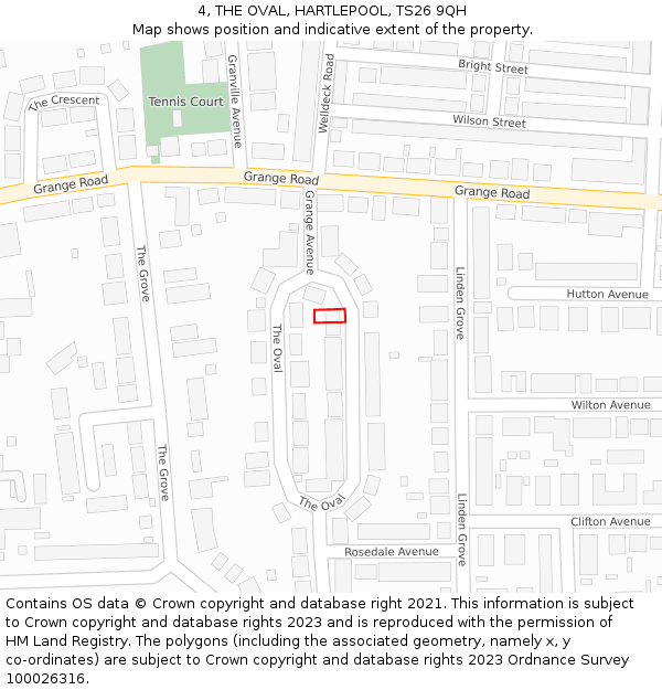 4, THE OVAL, HARTLEPOOL, TS26 9QH: Location map and indicative extent of plot
