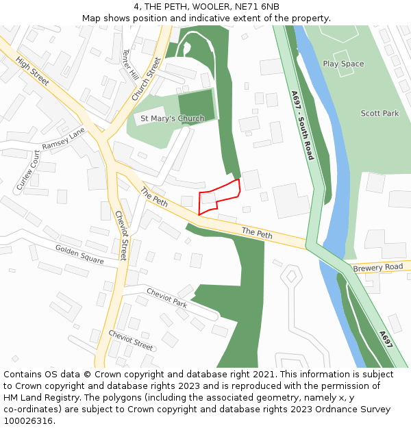 4, THE PETH, WOOLER, NE71 6NB: Location map and indicative extent of plot