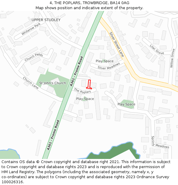 4, THE POPLARS, TROWBRIDGE, BA14 0AG: Location map and indicative extent of plot