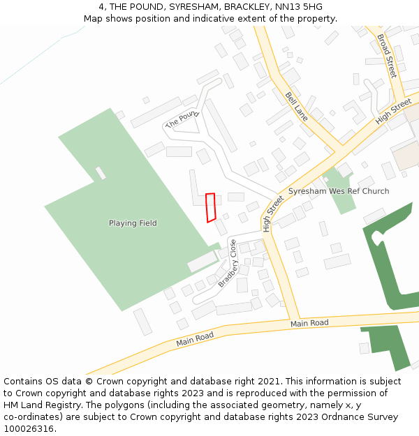 4, THE POUND, SYRESHAM, BRACKLEY, NN13 5HG: Location map and indicative extent of plot