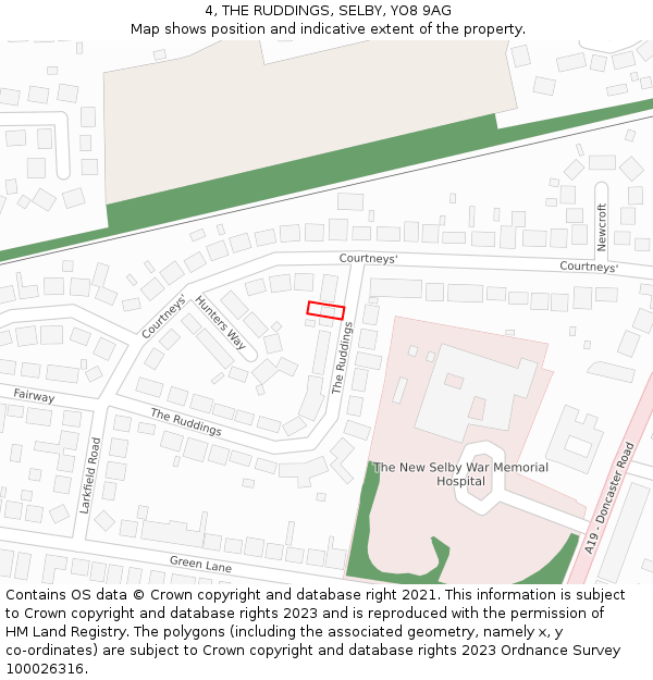 4, THE RUDDINGS, SELBY, YO8 9AG: Location map and indicative extent of plot