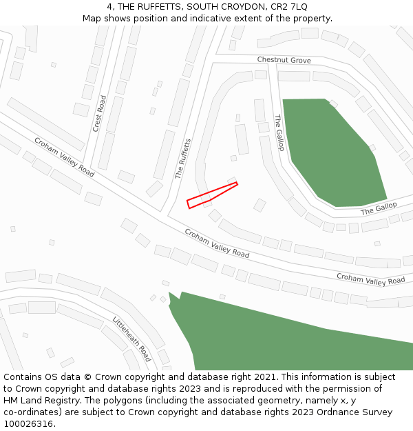 4, THE RUFFETTS, SOUTH CROYDON, CR2 7LQ: Location map and indicative extent of plot