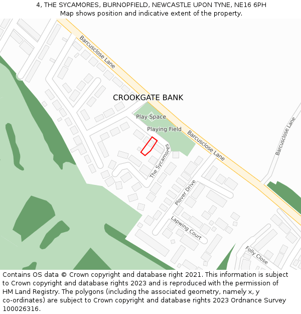 4, THE SYCAMORES, BURNOPFIELD, NEWCASTLE UPON TYNE, NE16 6PH: Location map and indicative extent of plot
