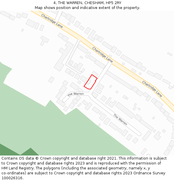 4, THE WARREN, CHESHAM, HP5 2RY: Location map and indicative extent of plot