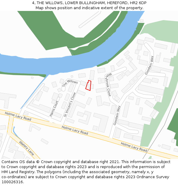 4, THE WILLOWS, LOWER BULLINGHAM, HEREFORD, HR2 6DP: Location map and indicative extent of plot
