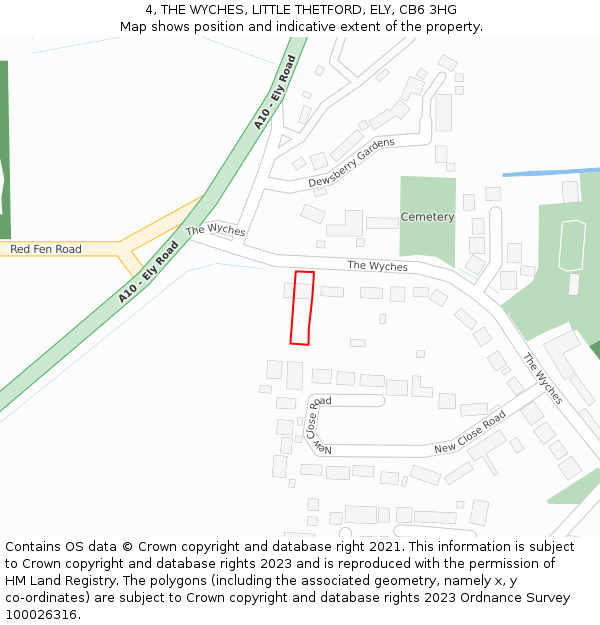 4, THE WYCHES, LITTLE THETFORD, ELY, CB6 3HG: Location map and indicative extent of plot