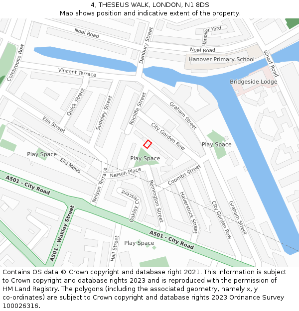 4, THESEUS WALK, LONDON, N1 8DS: Location map and indicative extent of plot