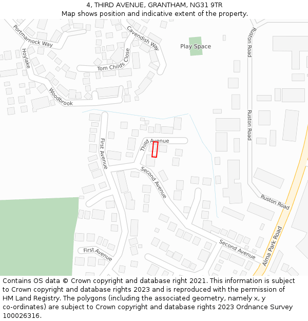 4, THIRD AVENUE, GRANTHAM, NG31 9TR: Location map and indicative extent of plot