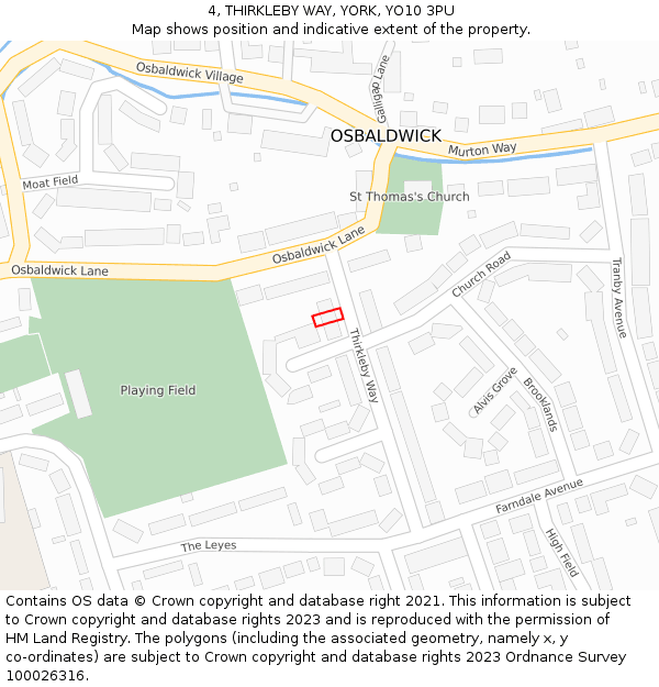 4, THIRKLEBY WAY, YORK, YO10 3PU: Location map and indicative extent of plot