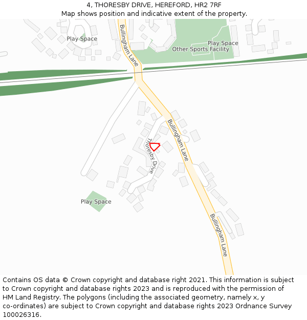 4, THORESBY DRIVE, HEREFORD, HR2 7RF: Location map and indicative extent of plot