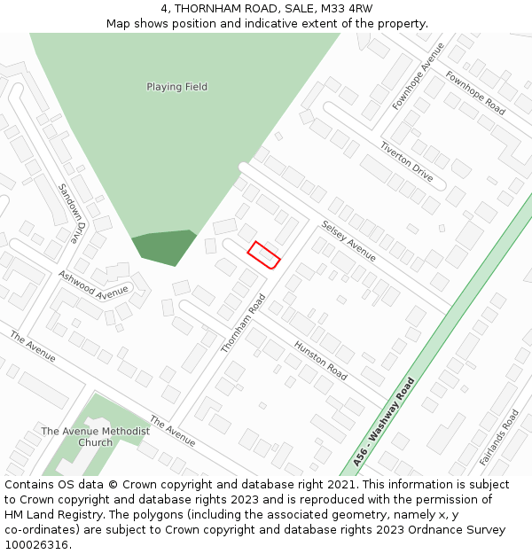 4, THORNHAM ROAD, SALE, M33 4RW: Location map and indicative extent of plot