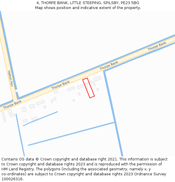 4, THORPE BANK, LITTLE STEEPING, SPILSBY, PE23 5BG: Location map and indicative extent of plot