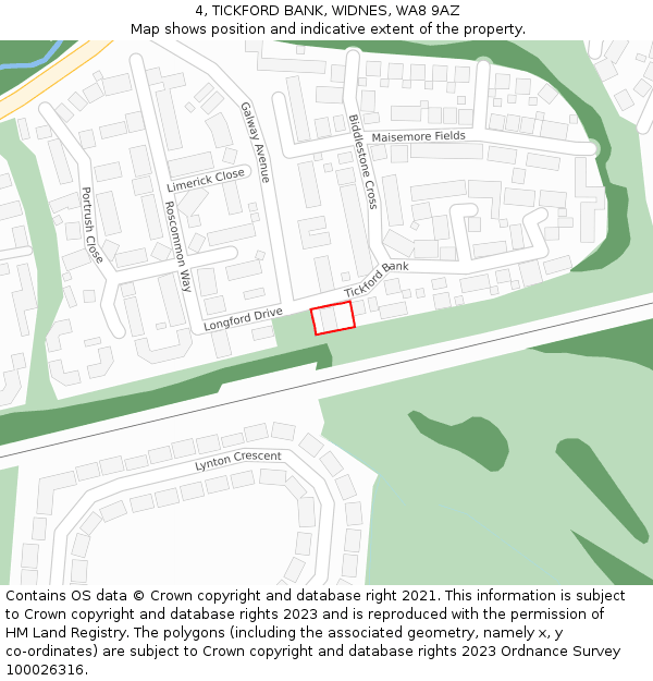 4, TICKFORD BANK, WIDNES, WA8 9AZ: Location map and indicative extent of plot