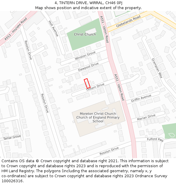 4, TINTERN DRIVE, WIRRAL, CH46 0PJ: Location map and indicative extent of plot