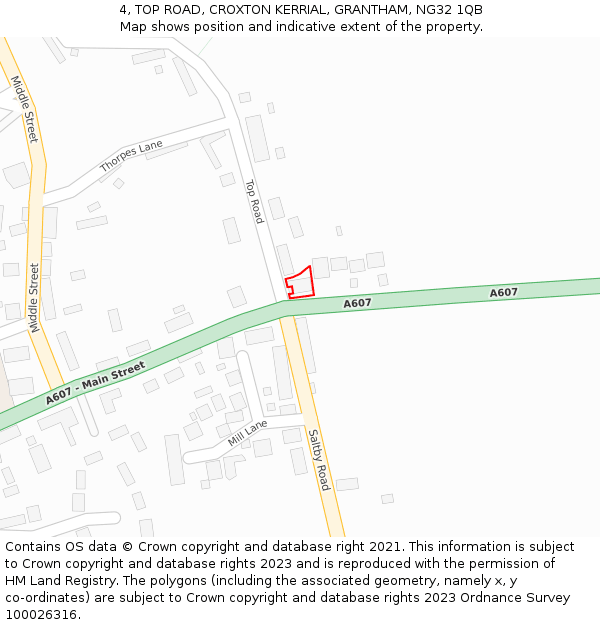 4, TOP ROAD, CROXTON KERRIAL, GRANTHAM, NG32 1QB: Location map and indicative extent of plot