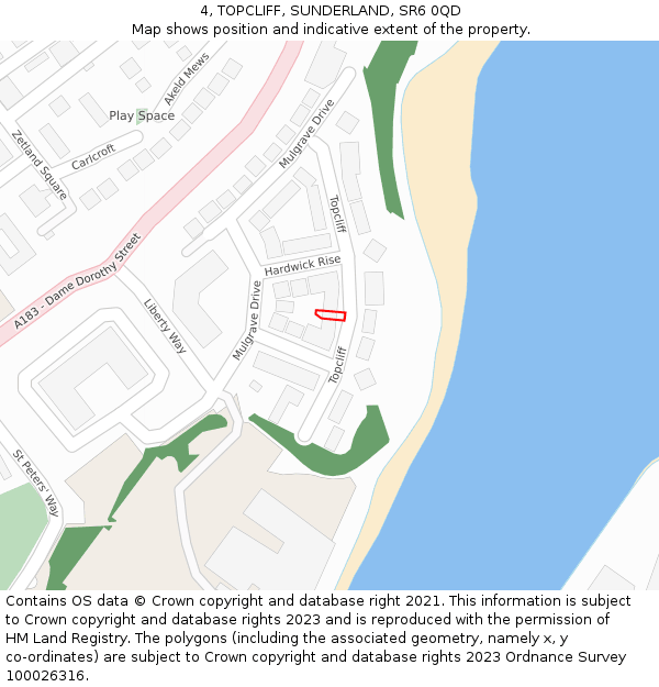 4, TOPCLIFF, SUNDERLAND, SR6 0QD: Location map and indicative extent of plot