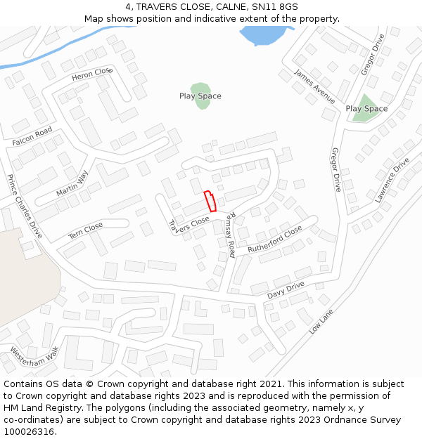 4, TRAVERS CLOSE, CALNE, SN11 8GS: Location map and indicative extent of plot