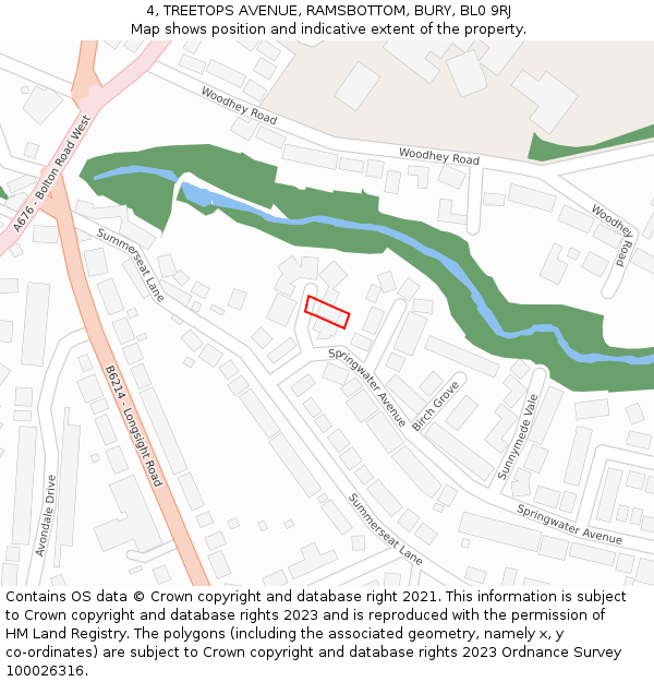 4, TREETOPS AVENUE, RAMSBOTTOM, BURY, BL0 9RJ: Location map and indicative extent of plot