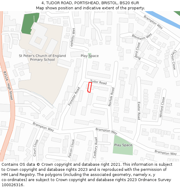 4, TUDOR ROAD, PORTISHEAD, BRISTOL, BS20 6UR: Location map and indicative extent of plot