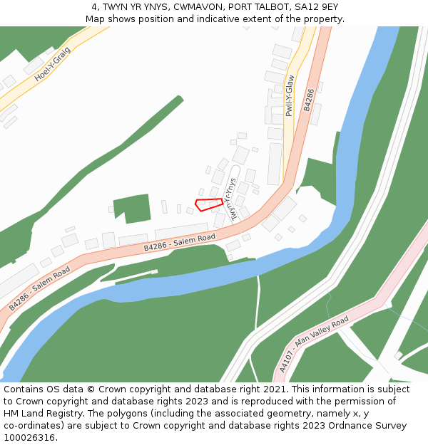 4, TWYN YR YNYS, CWMAVON, PORT TALBOT, SA12 9EY: Location map and indicative extent of plot