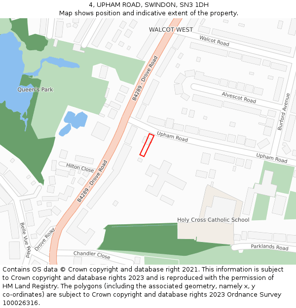 4, UPHAM ROAD, SWINDON, SN3 1DH: Location map and indicative extent of plot