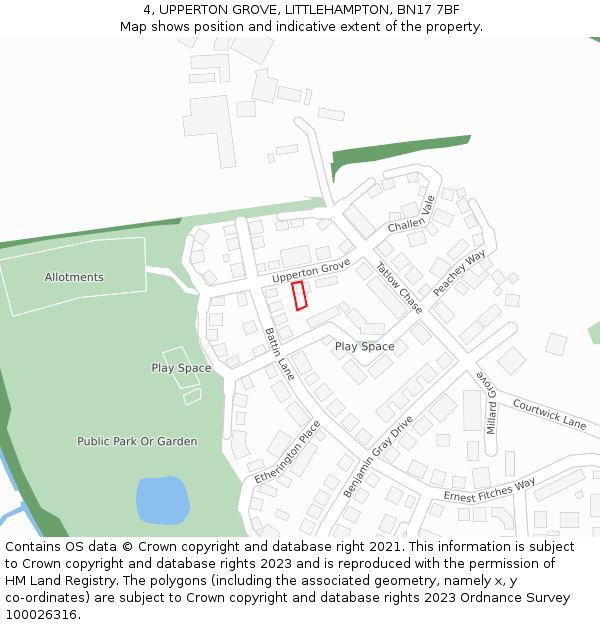 4, UPPERTON GROVE, LITTLEHAMPTON, BN17 7BF: Location map and indicative extent of plot