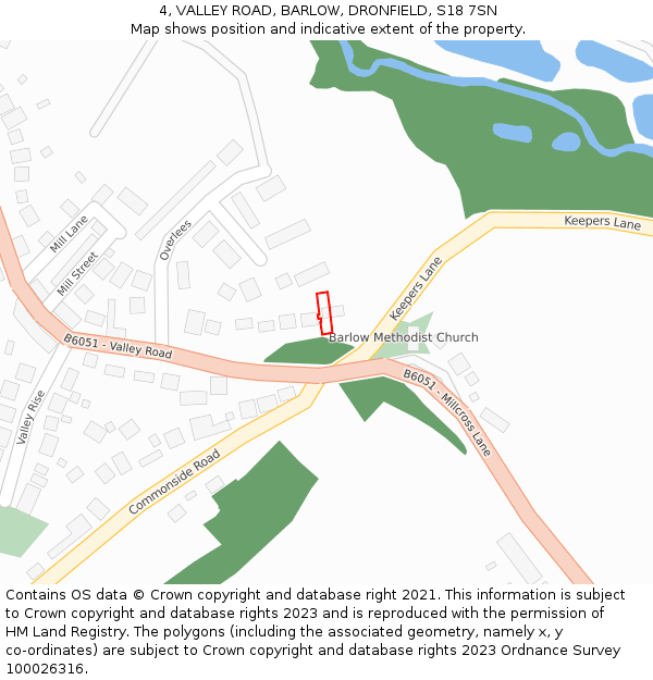 4, VALLEY ROAD, BARLOW, DRONFIELD, S18 7SN: Location map and indicative extent of plot